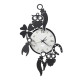 Orologio da parete in metallo moderno con cornetti, gufi e quadrifogli
