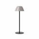 Lampada da tavolo con struttura in metallo nera e diffusore in PVC