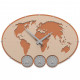 Orologio da parete con fusi orari in legno dal design moderno