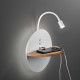 Lampada da comodino moderna con doppio led struttura in metallo e legno