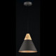 Sospensione moderna industrial con base in legno e cono in metallo