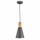 Sospensione moderna con base in legno e diffusore in metallo piccola