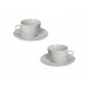 Set 2 pz tazzine da the con piattino in ceramica dalle linee classiche