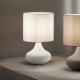 Lampada da tavolo in metallo con paralume in stoffa dal design moderno