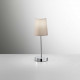 Lampada da comodino in metallo cromato lucido con paralume in stoffa