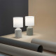 Lampada da tavolo design moderno in ceramica con paralume in tessuto