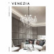 Lampadario in metallo 5 braccia in vetro soffiato pendagli decorati in vetro
