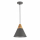 Sospensione moderna industrial con base in legno e cono in metallo