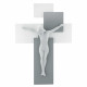 Crocifisso bianco in stile moderno con pannello in legno 60x40