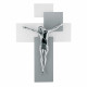 Crocifisso in argento con pannello in legno piccolo 27x19 dal design elegante
