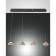 Lampada a sospensione a 4 luci a LED in metallo con diffusore in vetro soffiato