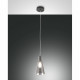 Lampada a sospensione moderna con struttura in metallo e paralume in vetro