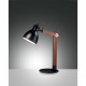 Lampada da tavolo in stile moderno con struttura in legno e paralume in metallo