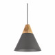 Sospensione moderna industrial con base in legno e cono in metallo