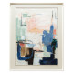 Quadro astratto con cornice dipinto a mano su tela di cotone Blues 114x144