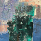 Quadro astratto con cornice dipinto a mano su tela di cotone Blues 114x144
