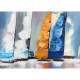 Quadro astratto contemporaneo con paesaggio dipinto a mano "Nuove Rotte" 140x70