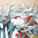 Quadro astratto moderno dipinto a mano con acrilici su tela Hurricane 80x120