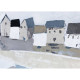 Quadro con paesaggio campestre dipinto a mano su tela "Ocean Town" 80x80