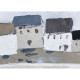Quadro con paesaggio campestre dipinto a mano su tela "Ocean Town" 80x80