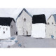 Quadro con paesaggio campestre dipinto a mano su tela "Ocean Town" 80x80