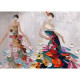 Quadro contemporaneo astratto dipinto a mano "Sfilata di Primavera" 140x70