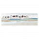 Quadro contemporaneo con paesaggio dipinto a mano su tela "Sea Village" 150x50
