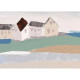 Quadro contemporaneo con paesaggio dipinto a mano su tela "Sea Village" 150x50