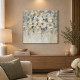 Quadro dipinto a mano moderno con dettagli floreali "Cascata di Fiori" 80x80
