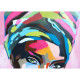 Quadro figurativo moderno dipinto a mano su tela "United Colors" 80x120