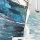 Quadro marino dipinto a mano con acrilici su tela Ulisse 30x100