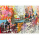 Quadro moderno astratto dipinto a mano su tela 150x110 "Orizzonte di colori"