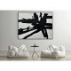 Quadro moderno con cornice dipinto a mano su tela "Omaggio a Kline" 150x120