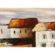 Quadro moderno con paesaggio dipinto a mano su tela "Borgo sul Mare" 120x60