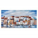 Quadro moderno con paesaggio dipinto a mano su tela "Borgo sul Mare" 120x60
