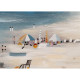 Quadro moderno dipinto a mano ritratto paesaggistico marino "Free Beach" 80x80