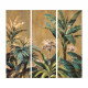 Quadro moderno floreale dipinto a mano su tela Set 3 pz "Clorofilla" 40x120