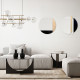 Specchio da parete moderno rotondo con effetto marmo "Black Marble"