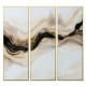 Stampa set 3 pezzi su tela con motivo astratto con cornice Golden Flow 40x120