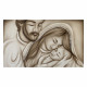 Capezzale con la sacra famiglia dipinta a mano su tela Pazienza 110x65