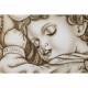 Capezzale contemporaneto dipinto a mano su tela Abbraccio Divino 110x65