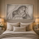 Capezzale moderno dipinto a mano con la maternità Amore di Mamma 110x65