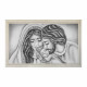 Capezzale moderno dipinto a mano su tela in cotone "Nido d'Amore" 110x65