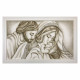 Capletto moderno con la sacra famiglia Forza 110x65 con decori bianchi