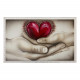 Capoletto capezzale moderno dipinto a meno su tela Abbraccio del Cuore 110x65