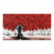 Quadro con paesaggio dipinto a mano su tela di cotone "Intreccio Rosso" 130x70