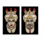 Quadro dipinto a mano Teste di Moro Crown 65x110 set 2 pezzi