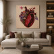 Quadro floreale materico astratto dipinto a mano Flowery Heart 100x100