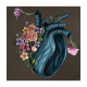 Quadro floreale materico astratto dipinto a mano Flowery Heart 100x100