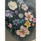 Quadro moderno con decori materici su tela "Flowery Heart" 100x100